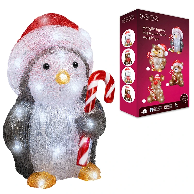 Świąteczna figurka dekoracyjna - Pingwin - 32 LED 23,5 cm