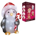 Świąteczna figurka dekoracyjna - Pingwin - 32 LED 23,5 cm