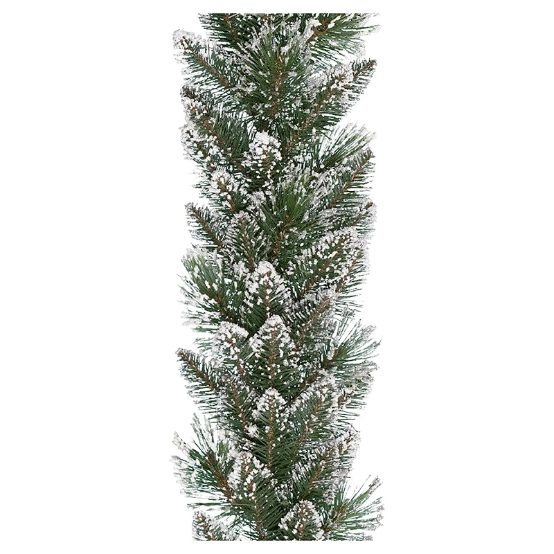 Zielona prószona sztucznym śniegiem girlanda 270 cm