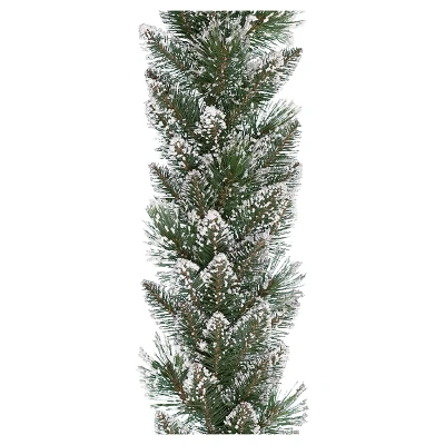 Zielona prószona sztucznym śniegiem girlanda 270 cm