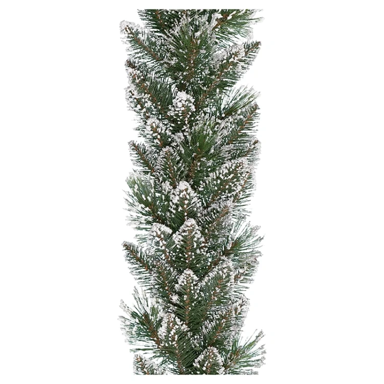 Zielona prószona sztucznym śniegiem girlanda 270 cm
