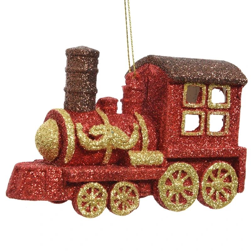 Brokatowy pociąg - Zawieszka choinkowa 12,5 cm