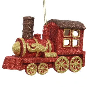 Brokatowy pociąg - Zawieszka choinkowa 12,5 cm
