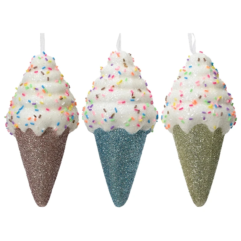 Kolorowe Lody w rożku - Zawieszki choinkowe 15 cm