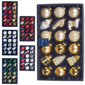 Bombki choinkowe z kształtkami MIX - kpl. 18 szt.