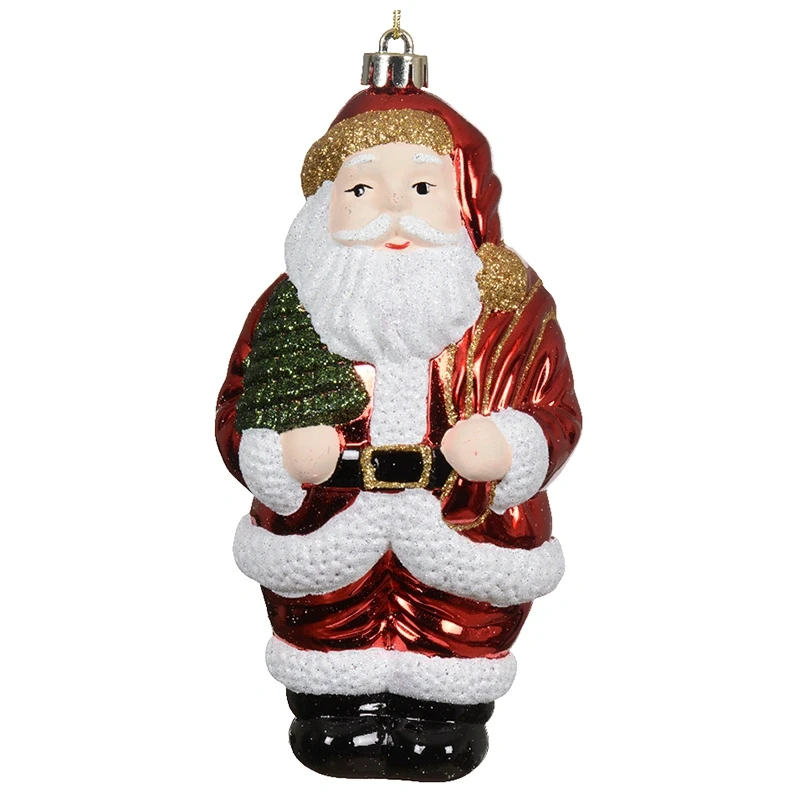 Mikołaj z choinką 17 cm Plastikowa zawieszka