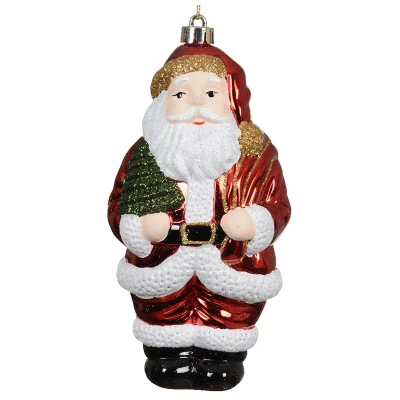 Mikołaj z choinką 17 cm Plastikowa zawieszka