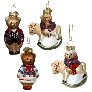 Szklane Misie - Zawieszki choinkowe kpl. 4 szt.