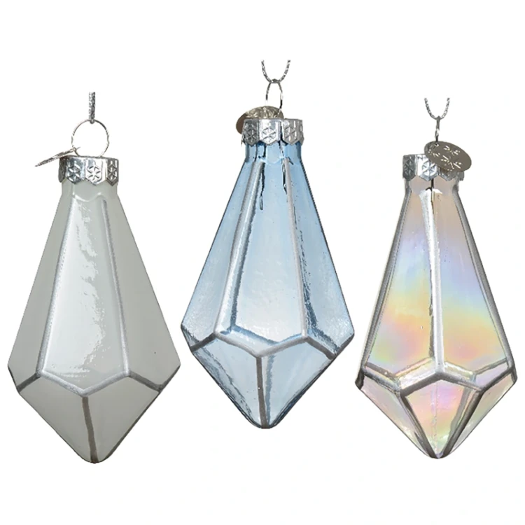 Przezroczyste diamenty - Szklane geometryczne zawieszki 7,5 cm