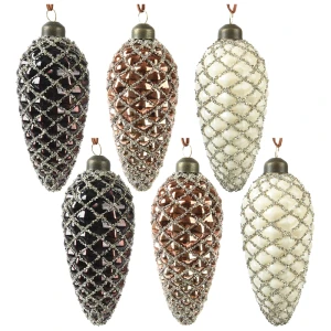 Szklane szyszki 12 cm - MIX kpl. 6 szt.