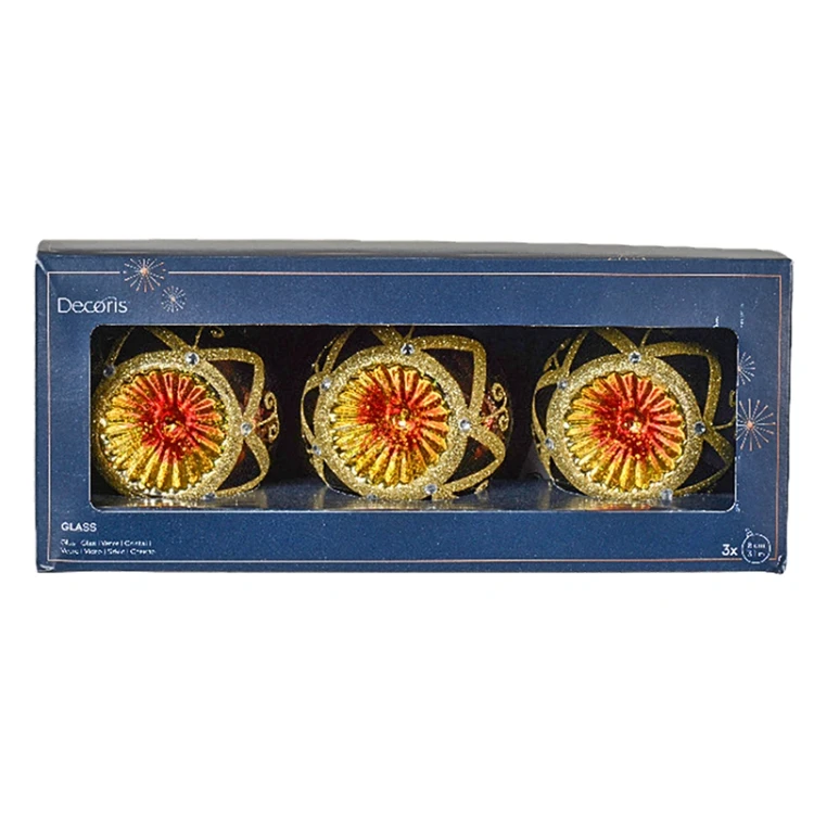 Szklane bombki PRL - kpl. 3 szt. 8 cm fot.3