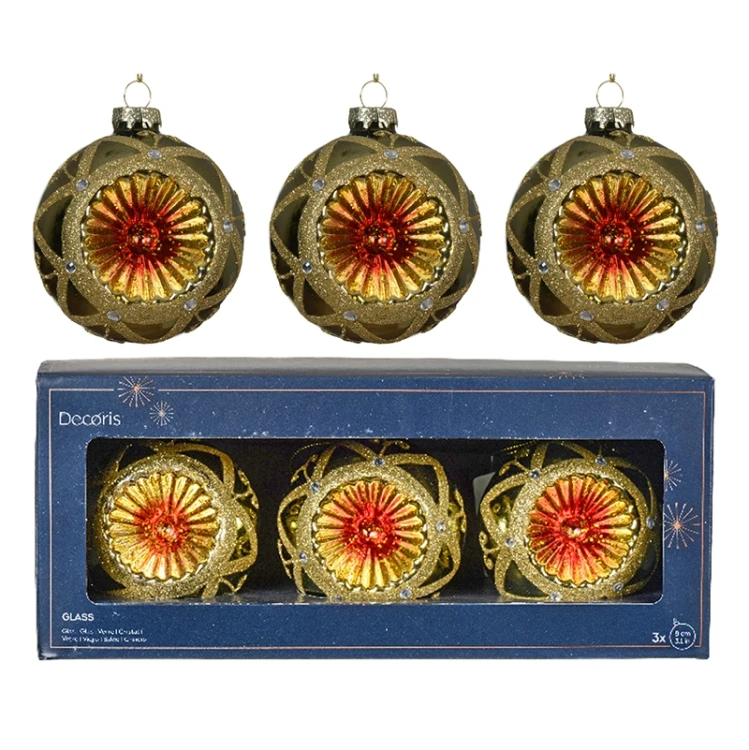 Szklane bombki PRL - kpl. 3 szt. 8 cm fot.2