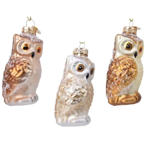 Szklana Sowa - Zestaw 3 zawieszek 8,8 cm
