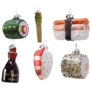 Zestaw Sushi - Szklane zawieszki choinkowe - kpl. 6 szt.