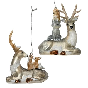 Szklane Jelenie ze zwierzętami - Zawieszki Choinkowe 