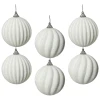 Białe żłobione bombki choinkowe kpl. 6 szt. 8 cm