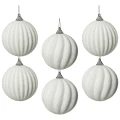 Białe żłobione bombki choinkowe kpl. 6 szt. 8 cm