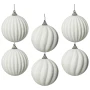 Białe żłobione bombki choinkowe kpl. 6 szt. 8 cm