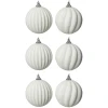 Białe żłobione bombki choinkowe kpl. 6 szt. 8 cm