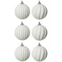 Białe żłobione bombki choinkowe kpl. 6 szt. 8 cm