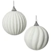 Białe żłobione bombki choinkowe kpl. 6 szt. 8 cm
