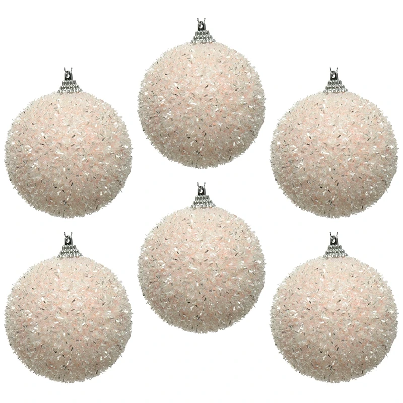 Pudrowo różowe bombki choinkowe kpl. 6 szt. 8 cm