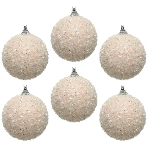 Pudrowo różowe bombki choinkowe kpl. 6 szt. 8 cm