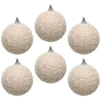Pudrowo różowe bombki choinkowe kpl. 6 szt. 8 cm