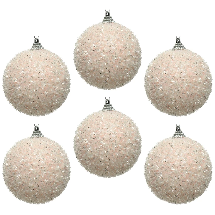 Pudrowo różowe bombki choinkowe kpl. 6 szt. 8 cm