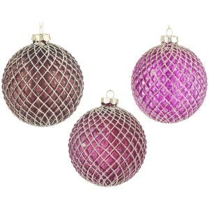 Wielokolorowe szklane bombki choinkowe z brokatem - kpl. 6 szt.