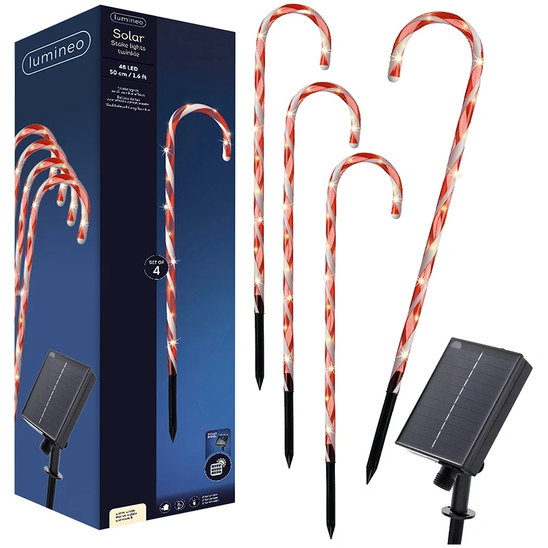 Solarne świetlne Laski Cukrowe kpl. 4 szt. 48 LED - Ciepły biały