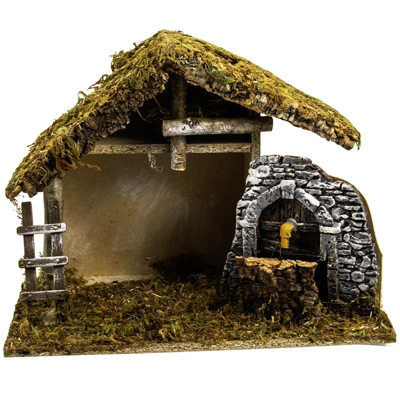 Drewniana Szopka Bożonarodzeniowa Naturalna - 32x16x24 cm