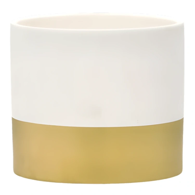 Ceramiczna osłonka z złotym pasem na doniczkę 15x15x13,2 cm zdjęcie 2