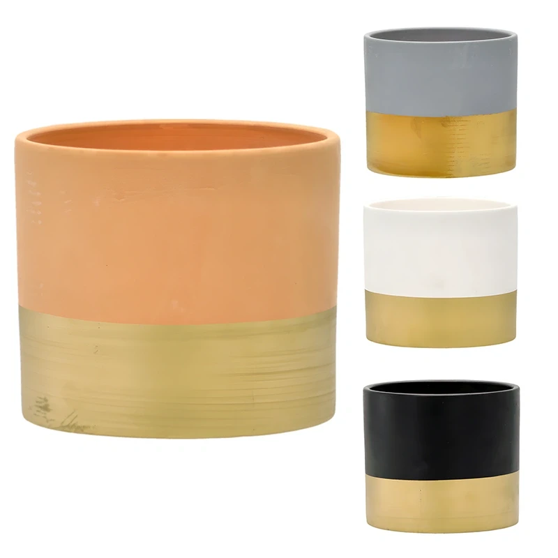 Ceramiczna osłonka z złotym pasem na doniczkę 15x15x13,2 cm zdjęcie 7