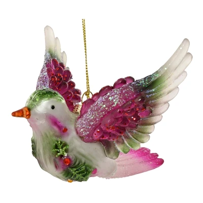 Szklany ptak - zawieszka choinkowa 12 cm