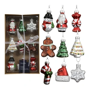 Szklane kształtki choinkowe kpl. 9 szt.