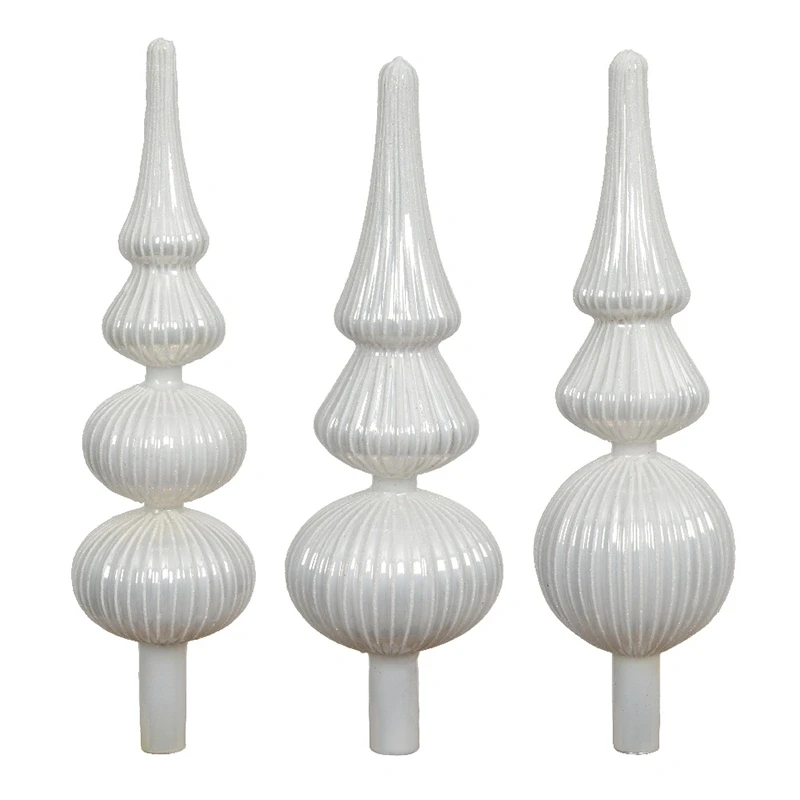 Szklany biały szpic choinkowy - 31 cm