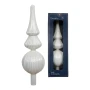 Szklany biały szpic choinkowy - 31 cm wzór 3