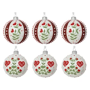 Szklane zestaw dekorowanych bombek  8 cm kpl. 6 szt.