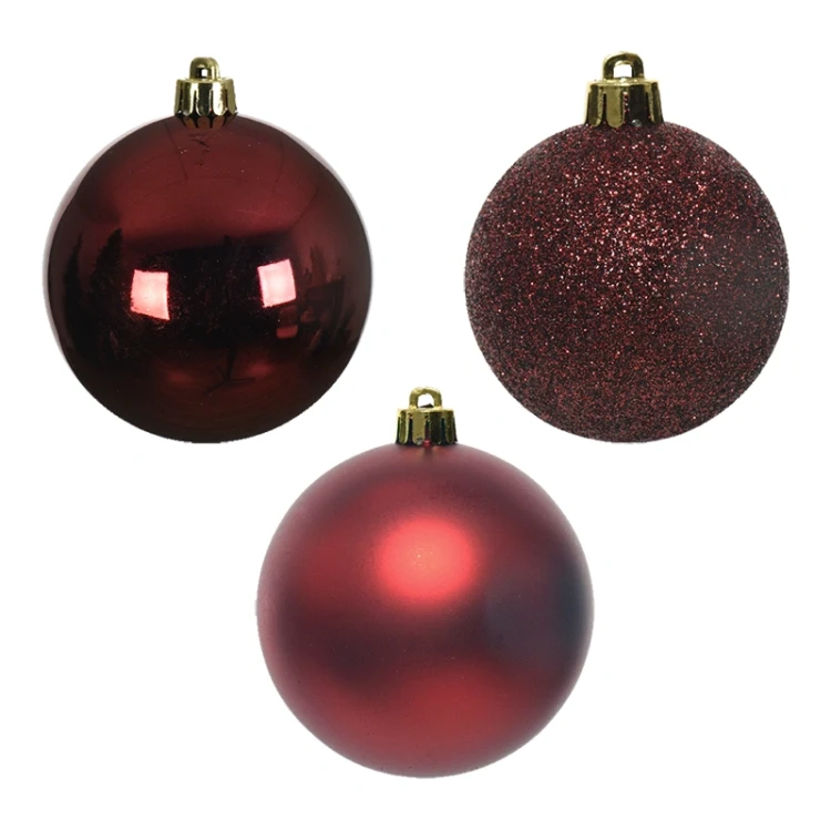 Czerwone plastikowe bombki choinkowe 34 szt. 8 cm