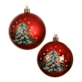 Plastikowe bombki choinkowe z choinką kpl. 12 szt. 8 cm