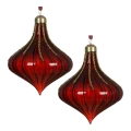 Bordowe Szklane przezroczyste sople choinkowe - kpl 2 szt 10x12 cm