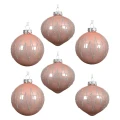 Pudrowy róż - Szklane bombki choinkowe kpl. 6 szt. 8 cm