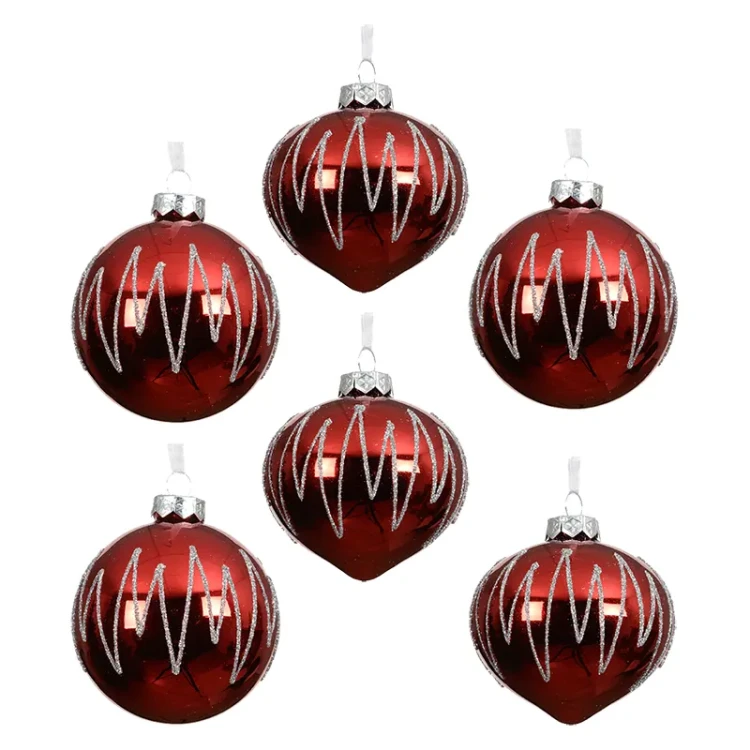 Czerwone - Szklane bombki choinkowe kpl. 6 szt. 8 cm