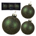 Zielone   Szklane matowe bombki kpl. 3 szt. 8 cm wzór 1