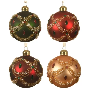 Szklane matowe bombki z kryształkami kpl. 6 szt. 8 cm