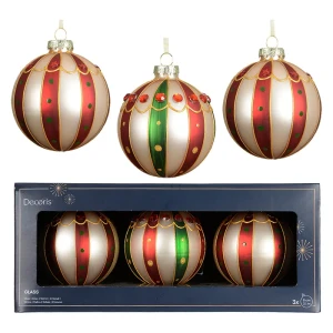 Szklane kolorowe bombki kpl. 3 szt. 8 cm