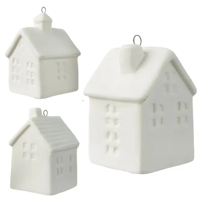 Porcelanowy domek - Zawieszka choinkowa 6,5 cm