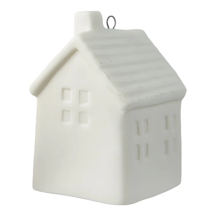 Wzór 2 -  Porcelanowy domek - Zawieszka choinkowa 6,5 cm