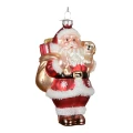 Mikołaj z psem - Szklana zawieszka choinkowa 12,8 cm wzór 2